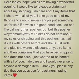 Note for other poshers